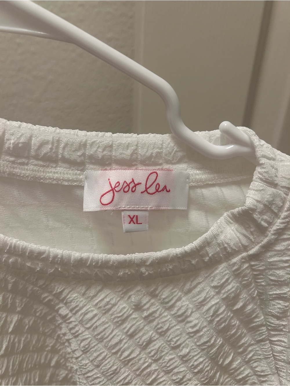 Jess Lea White Textured Top with Elastic Neckline - Picture 2 of 5
